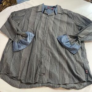 English Laundry Grey Stripe Long Sleeve Button Up Shirt Size 2XLT